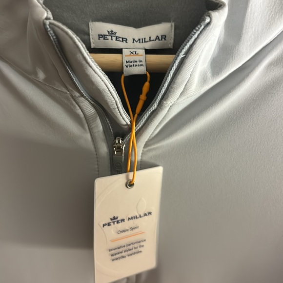 NWT Peter Millar Perth Performance Quarter-Zip light grey XL - Picture 2 of 4